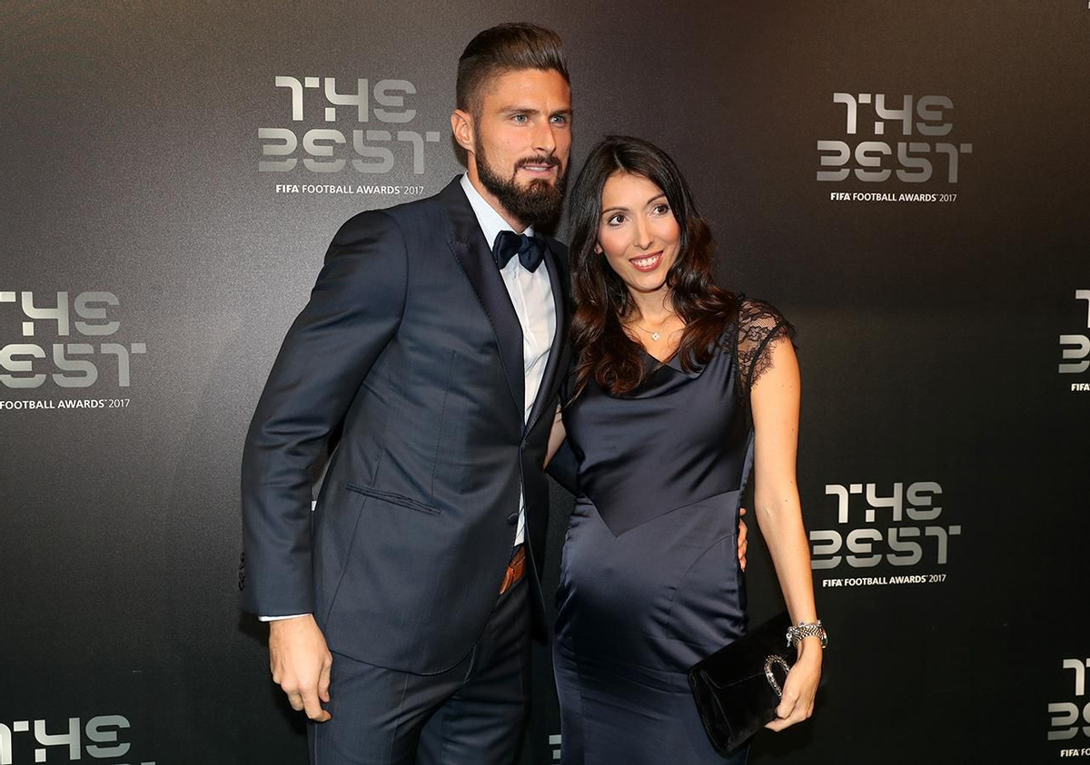 Olivier Giroud y Jennifer Giroud en la Gala The Best FIFA 2017