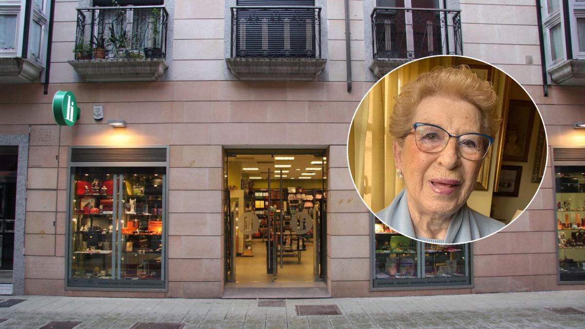 Natividad González y la fachada de la Librería Industrial