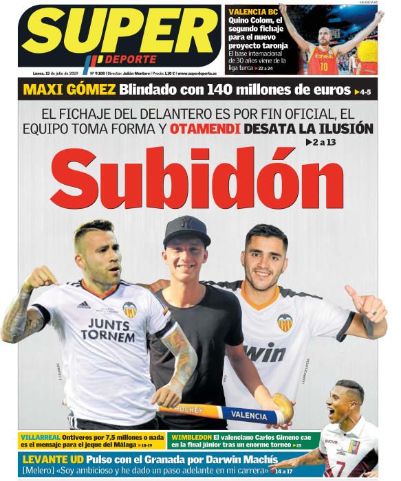 Portada SUPERDEPORTE lunes 15 de julio de 2019