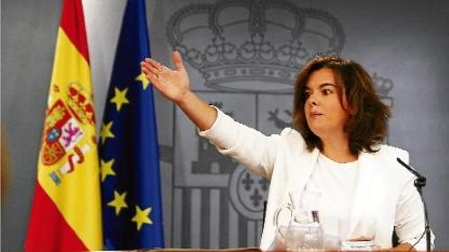 La vicepresidenta espanyola en funcions, Soraya Sáenz de Santamaría, ahir després del Consell de Ministres.