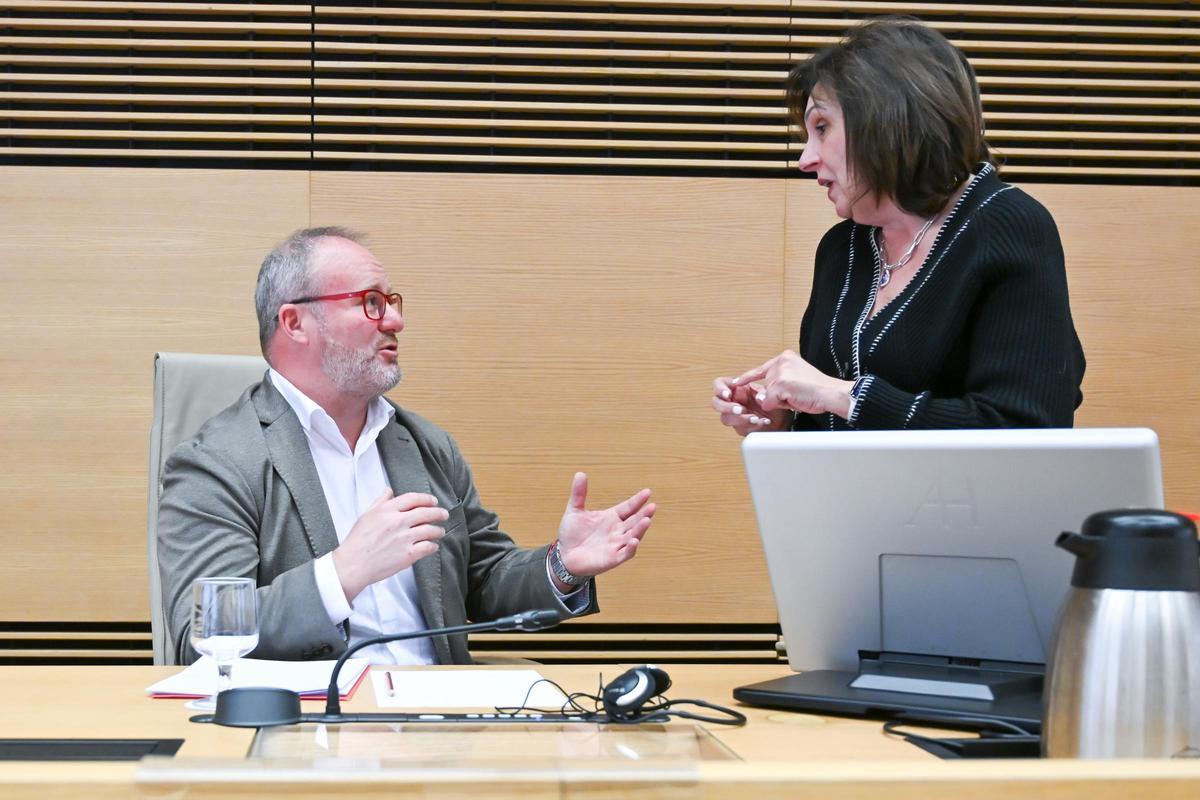 Avelino Mascarell y la presidenta de la comisión, Carmen Martínez.