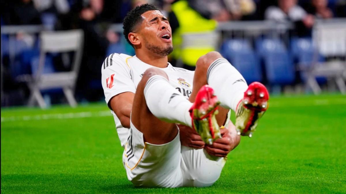 Bellingham se duele tras llesionarse en el partido ante el Rayo Vallecano