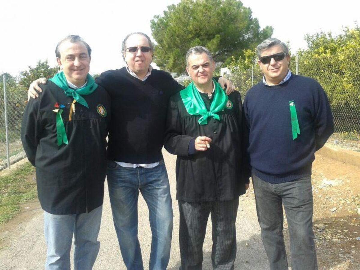 En la Romeria, con amigos: Susso Postigo, Nelete Ramos y Juanlo Sanchis.