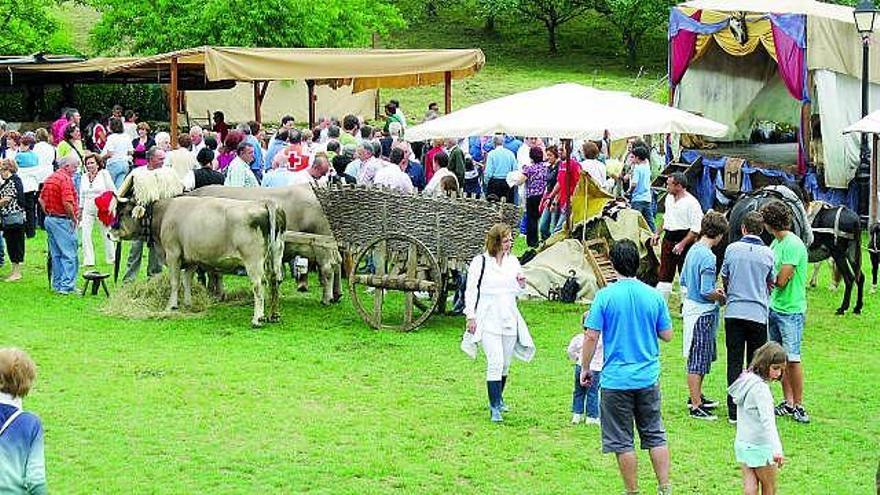 Público asistente, ayer, al mercáu astur de Ceceda.