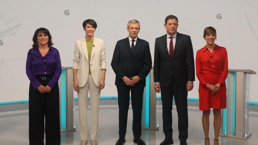 Isabel Faraldo, Ana Pontón, Alfonso Rueda, Gómez Besteiro y Marta Lois.