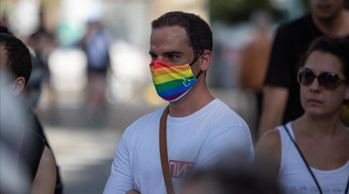 Manifestacion del Orgullo LGBTI 2020 en la plaza de Universitat de Barcelona.