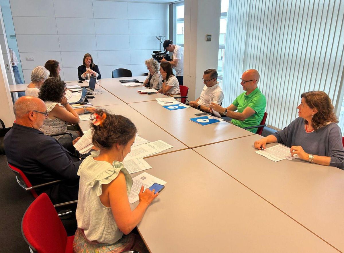Gimena Llamedo preside la reunión con los representantes de la mesa de turismo de la FADE, ayer. |