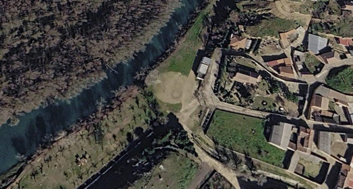 Imagen aérea en la que se aprecia la ubicación del coso portátil.