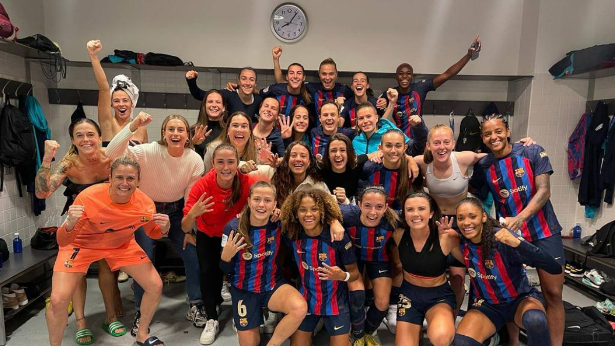 Las jugadoras del Barça tras ganar el clásico en Madrid