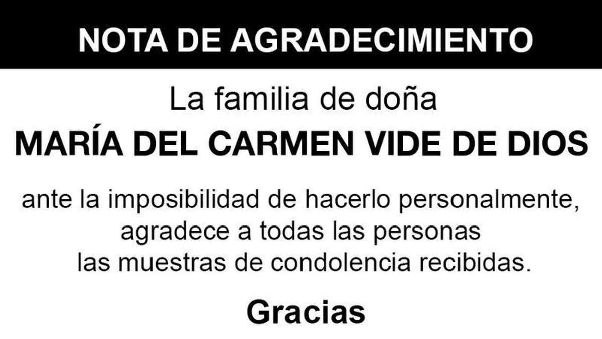 Nota María del Carmen Vide de Dios