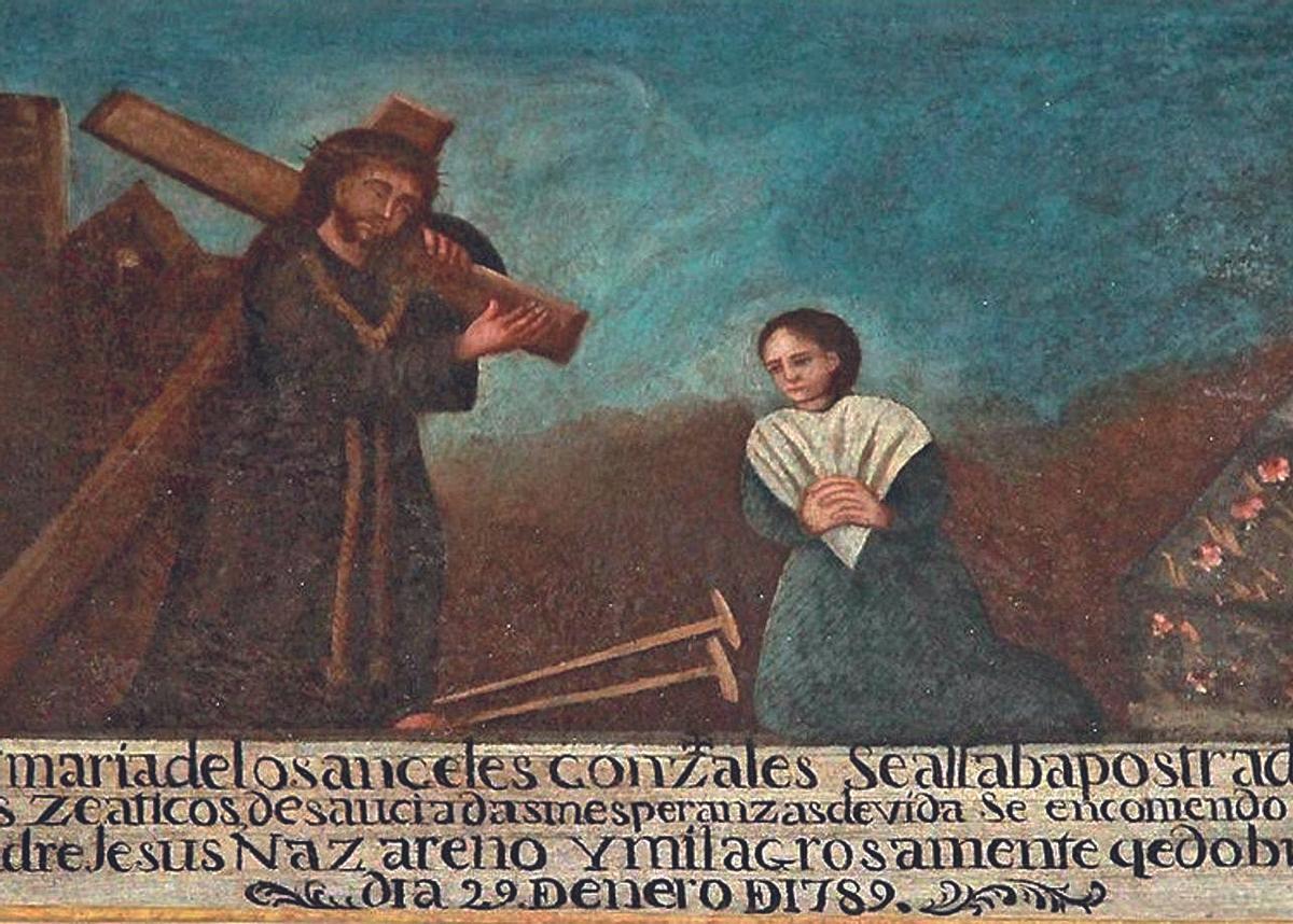 Tabla que relata la curación de María de los Ángeles González al encomendarse al Nazareno de Priego.