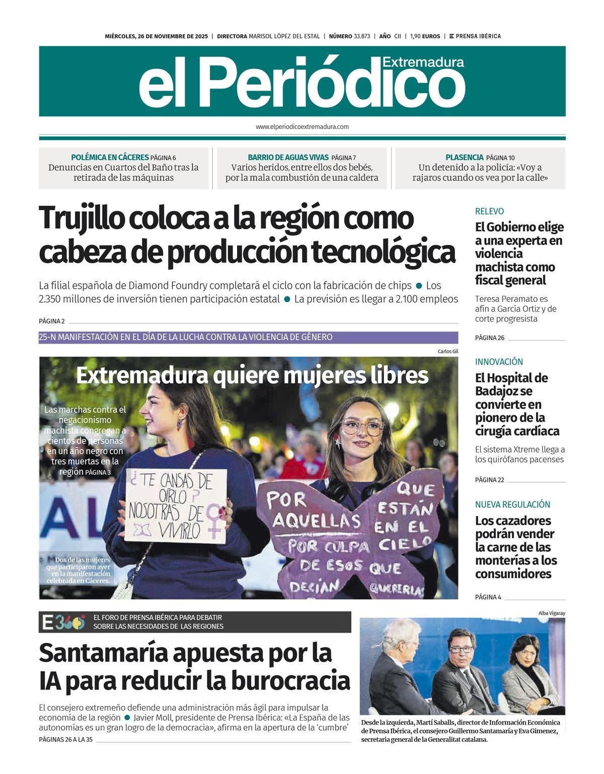 Consulta la portada correspondiente al día 26 de noviembre de 2025