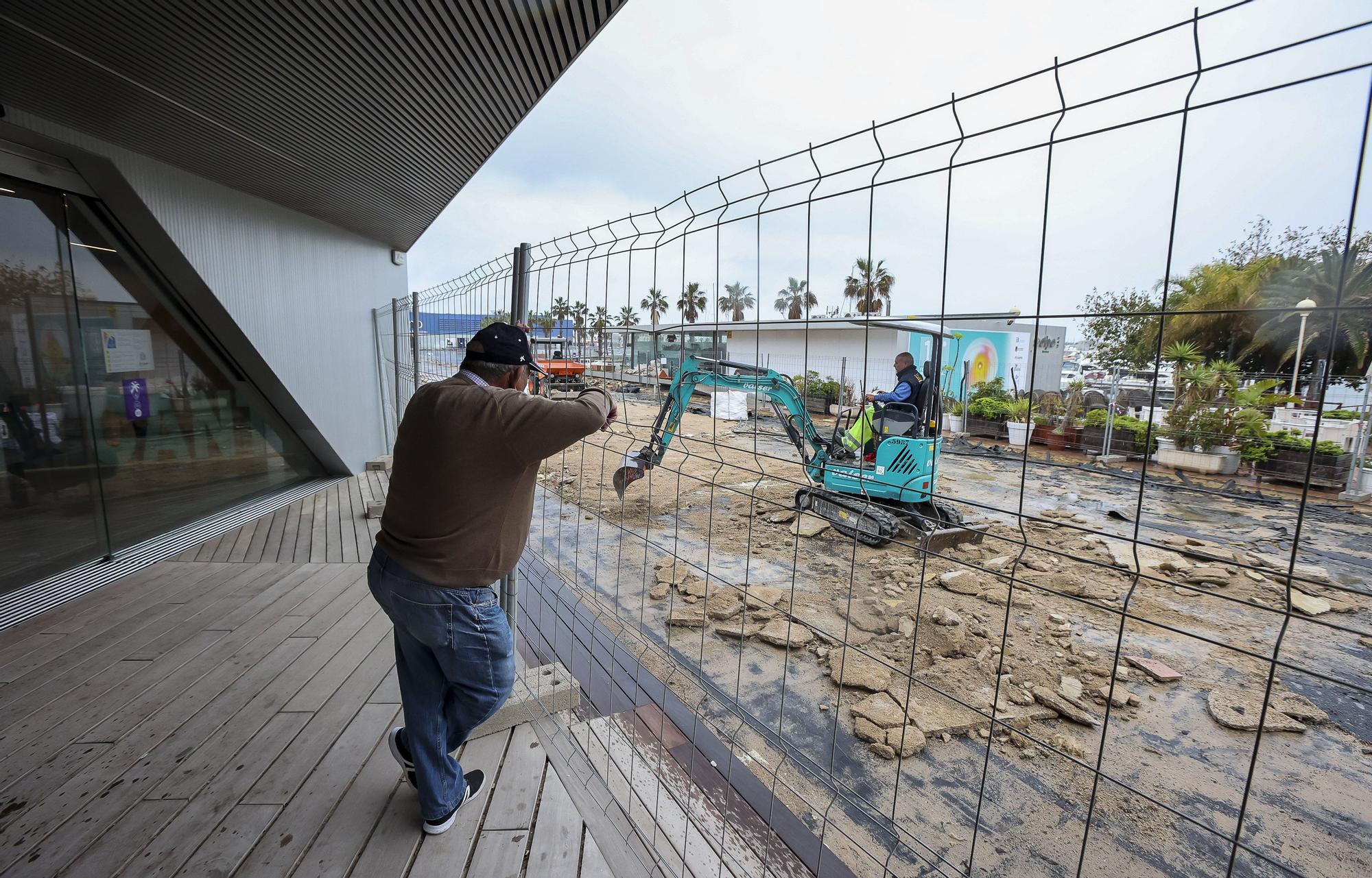 Obras en el paseo del puerto de Alicante