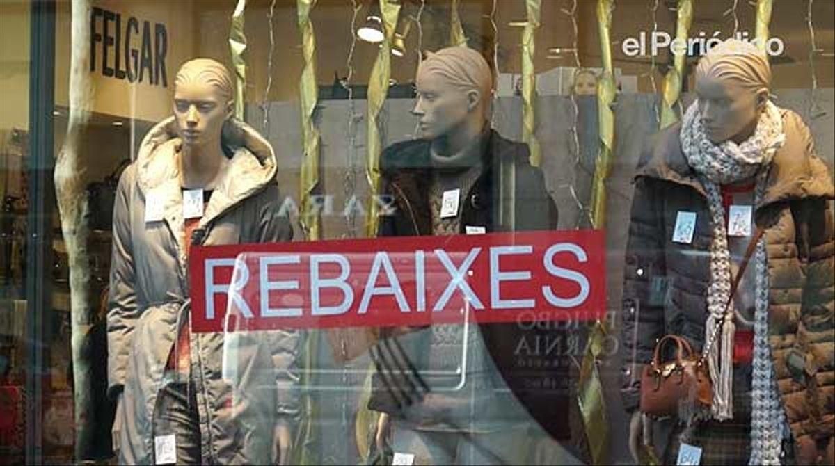 Cartel de rebajas en Barrcelona.