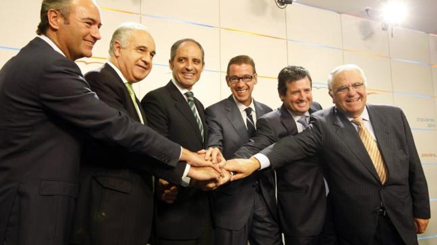 Alberto Fabra, Rafael Blasco, Francisco Camps, Antonio Clemente, José Ciscar y Juan Cotino.