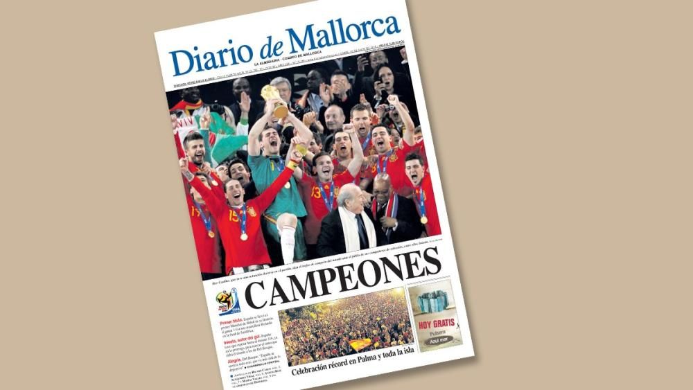 Portadas de los diarios de Prensa Ibérica del título de España en el Mundial 2010