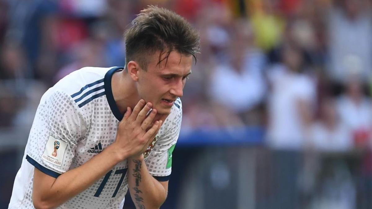 Golovin, durante un partido con su selección en el Mundial de Rusia 2018