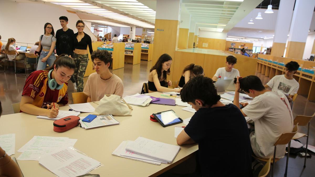 Estudiantes de bachillerato que están estudiando la selectividad