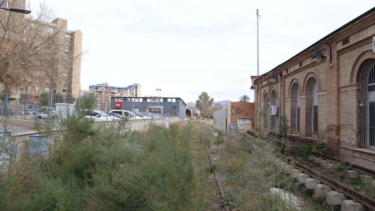 Estado actual de las vías del tren en el cruce con la Alameda de Cervantes.