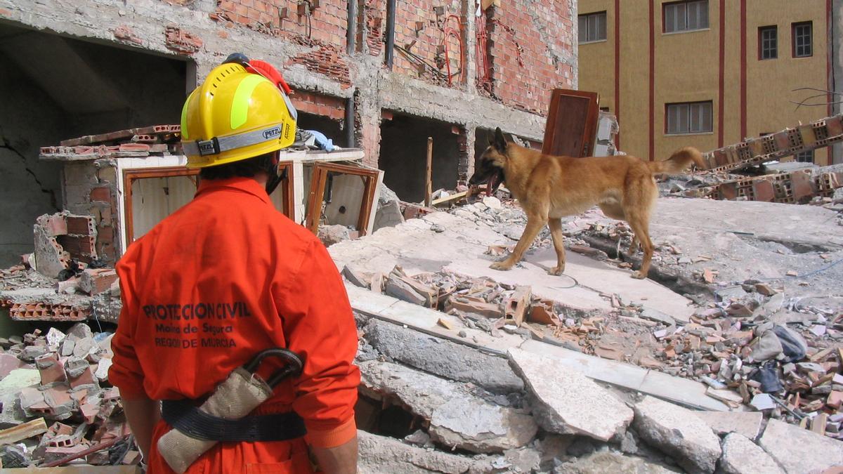 Un miembro de Protección Civil de Molina de Segura ayuda en las tareas tras el devastador terremoto de Argel.