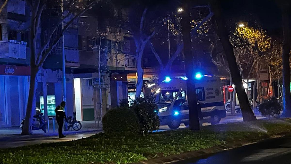 Un furgón de Atestados en el lugar del accidente mortal.