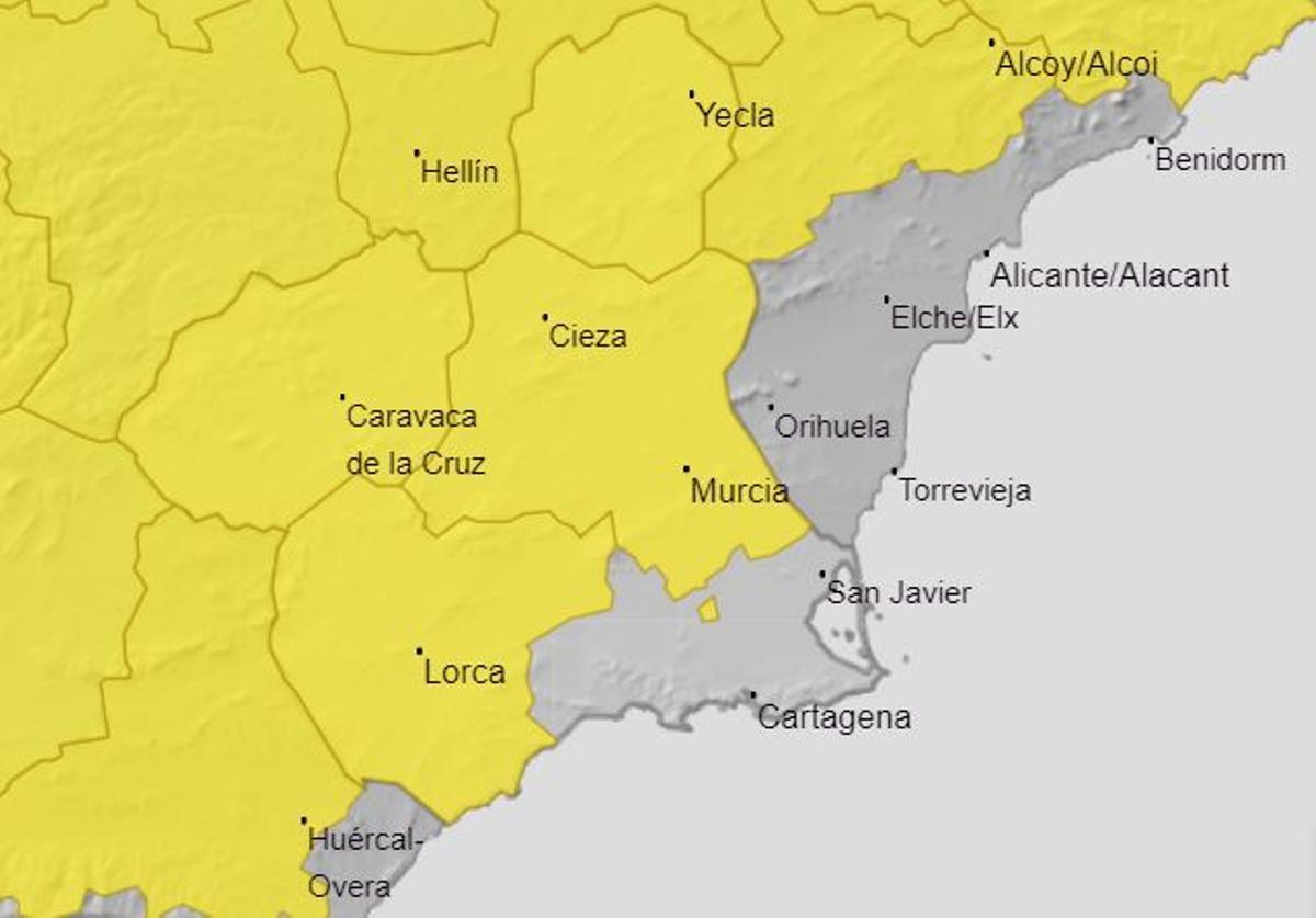 Mapa de avisos en la Región