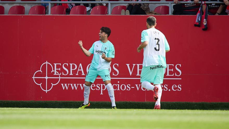 El Sporting llega a tiempo: los rojiblancos se levantan y vencen 1-3 al Mirandés en un triunfo incontestable forjado a través de Yáñez y Nacho Méndez