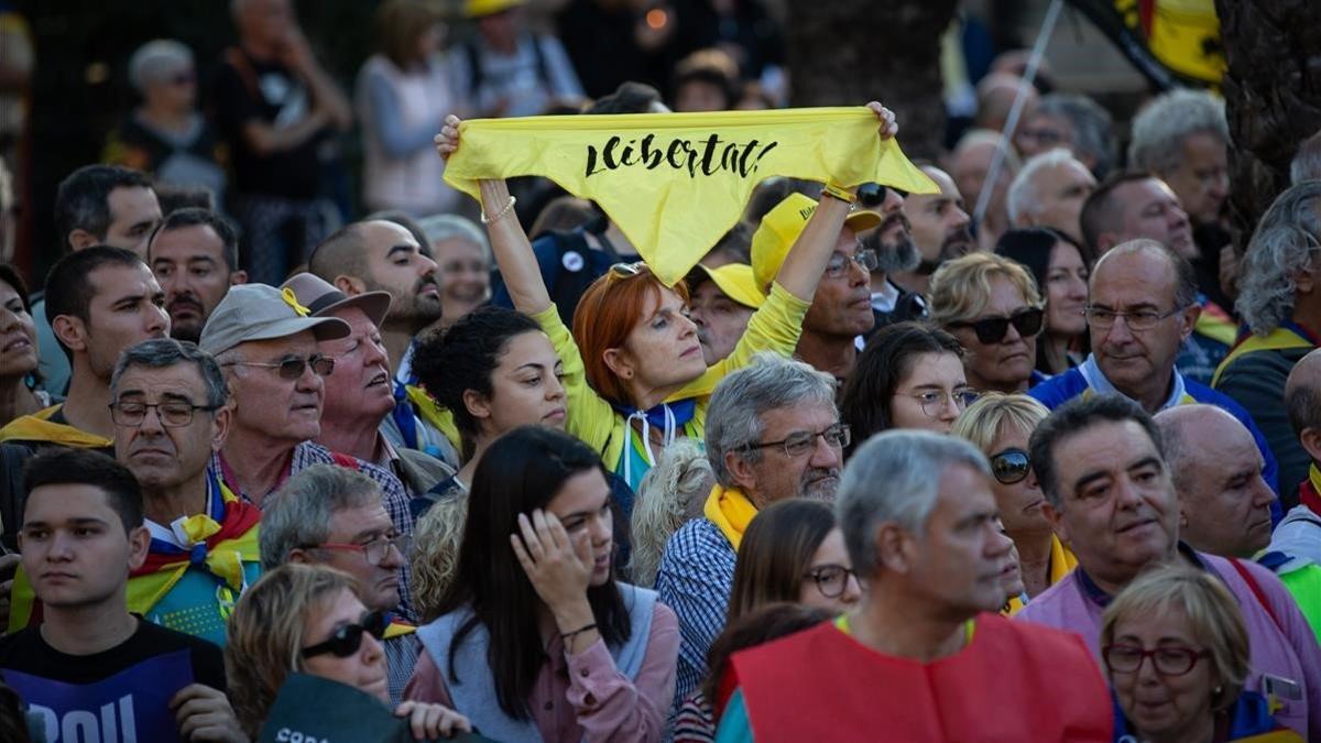 Manifestación independentista en Barcelona en rechazo a la sentencia del 1-O