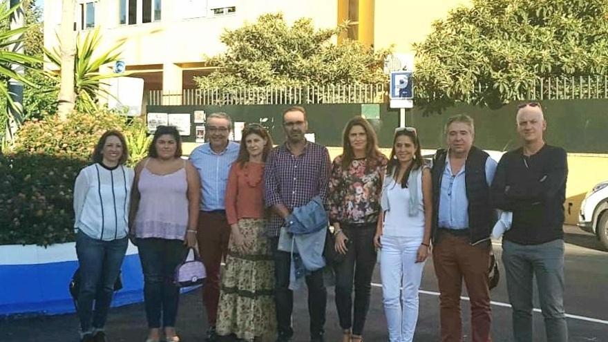 Dirigentes del PP durante la rueda de prensa ofrecida ayer.