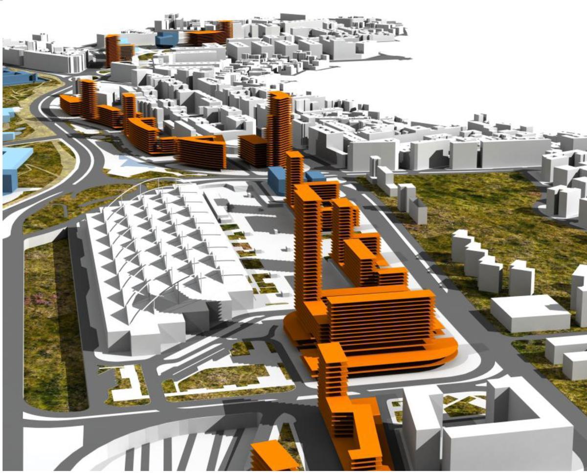 Otra de las proyecciones del Barrio del AVE, en este caso sin rascacielos de 150 metros.