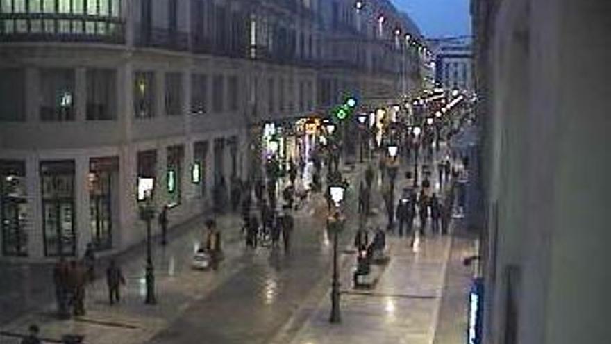 Vista de la calle Larios desde una cámara de vigilancia.