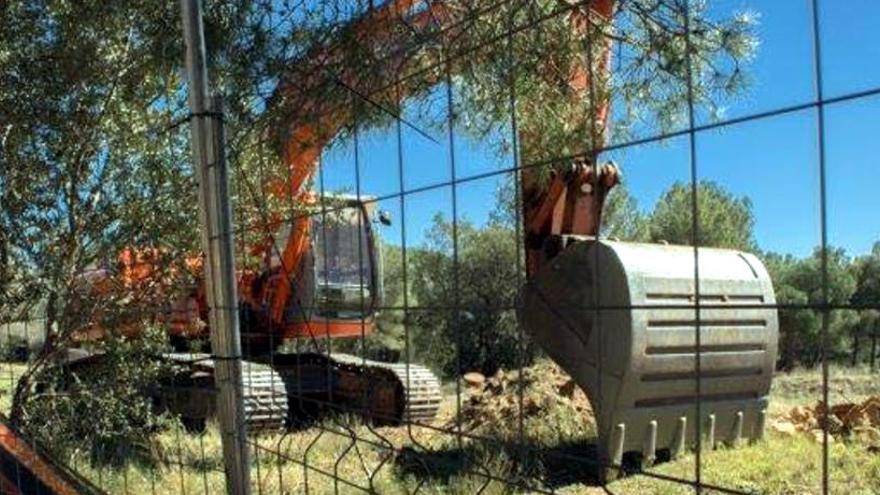 Una màquina treballant a la Pineda d&#039;en Gori i talant arbres