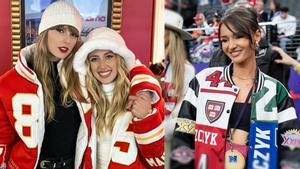 Kristin Juszczyk (derecha) se ha convertido en la diseñadora sensación de la NFL, con prendas virales como las chaquetas que han llevado Taylor Swift y Brittany Mahomes.