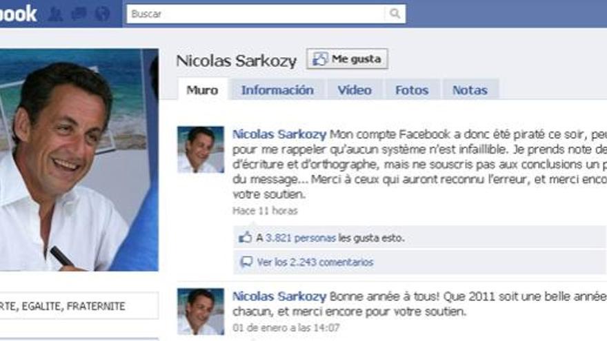 Piratean el Facebook de Sarkozy