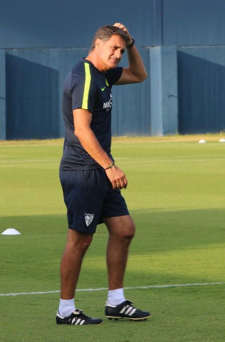 Entrenamiento del Málaga CF tras la derrota en Valencia