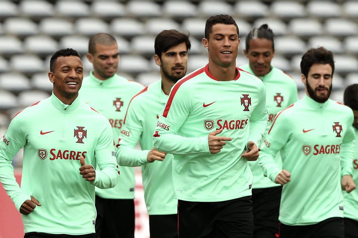 André Gomes, durante un entrenamiento con la selección de Portugal