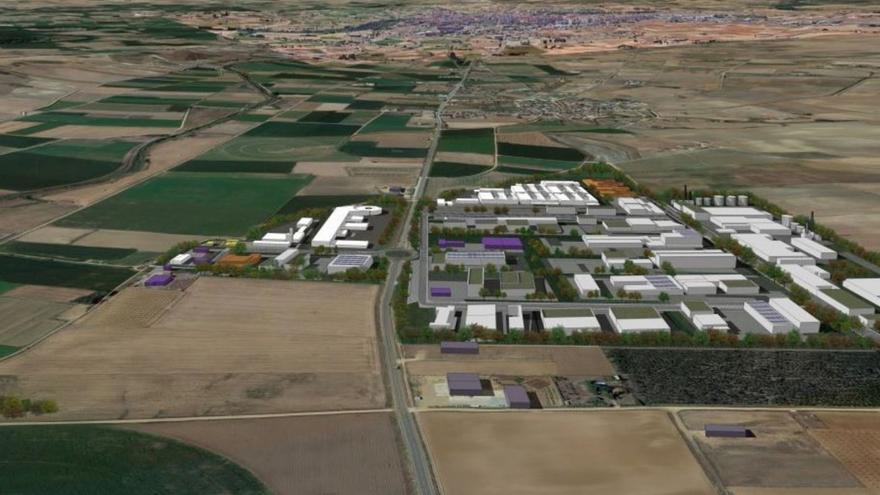 Vista virtual del nuevo polígono industrial, con Monfarracinos muy cerca y Zamora al fondo.