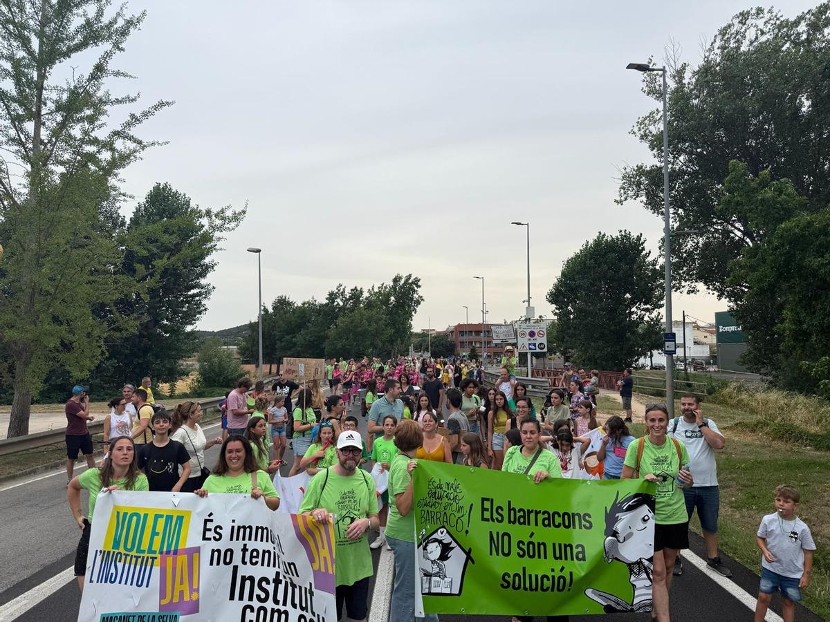 La protesta durant el recorregut.