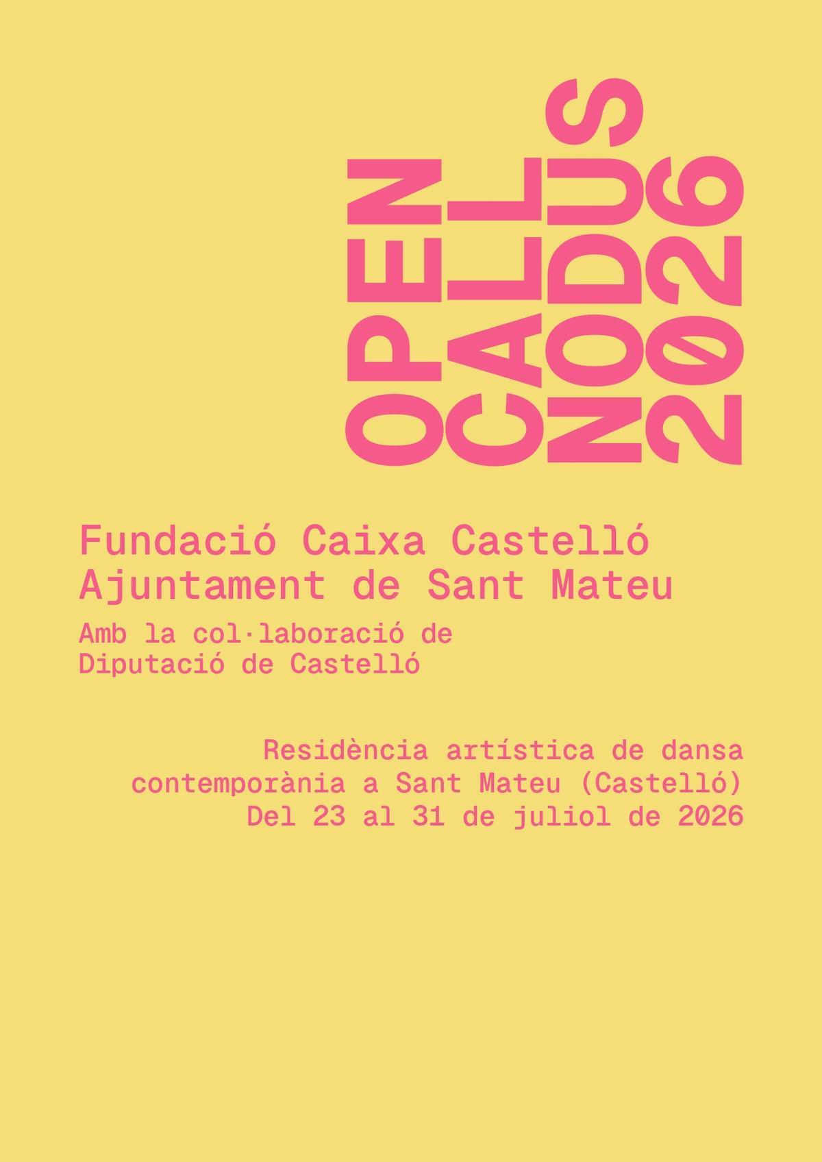 Sant Mateu acollirà enguany el programa de residències Nodus 2026 de la Fundació Caixa Castelló.