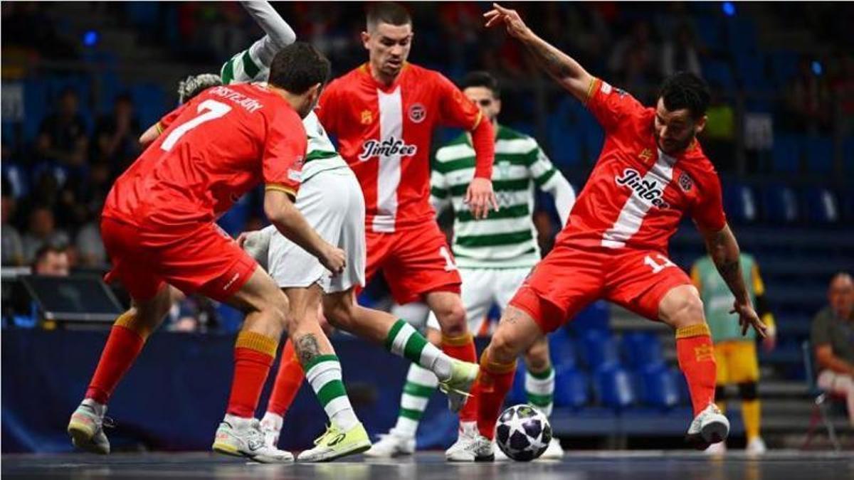 Una imagen del partido entre Jimbee y Sporting