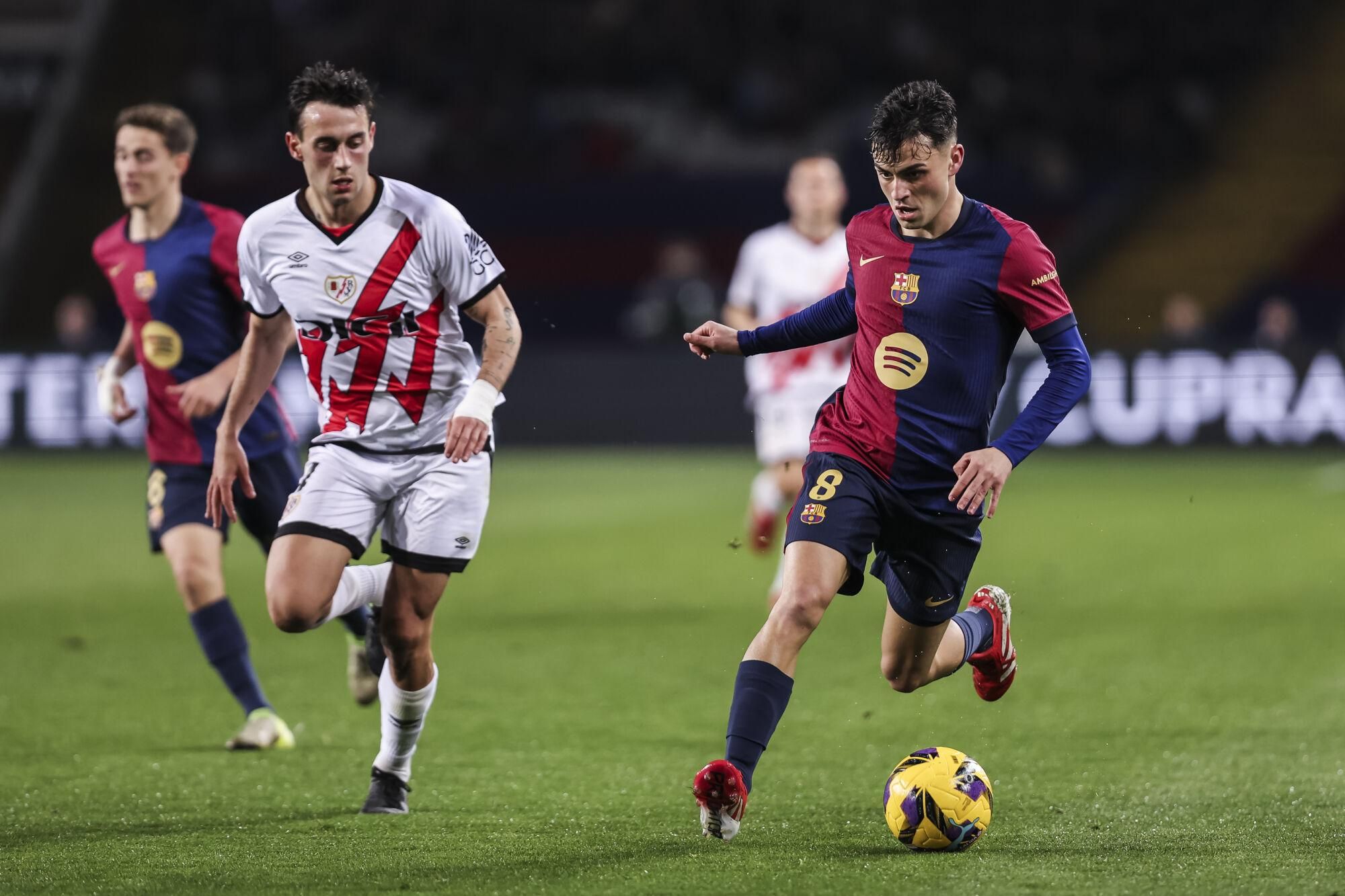 Pedro Gonzalez Pedri of FC Barcelona in action during the Spanish league, La Liga EA Sports, football match played between FC Barcelona and Rayo Vallecano at Estadio Olimpico de Montjuic on February 17, 2025 in Barcelona, Spain. AFP7 17/02/2025 ONLY FOR USE IN SPAIN. Javier Borrego / AFP7 / Europa Press;2025;SPORT;ZSPORT;SOCCER;ZSOCCER;FC Barcelona v Rayo Vallecano - La Liga EA Sports;