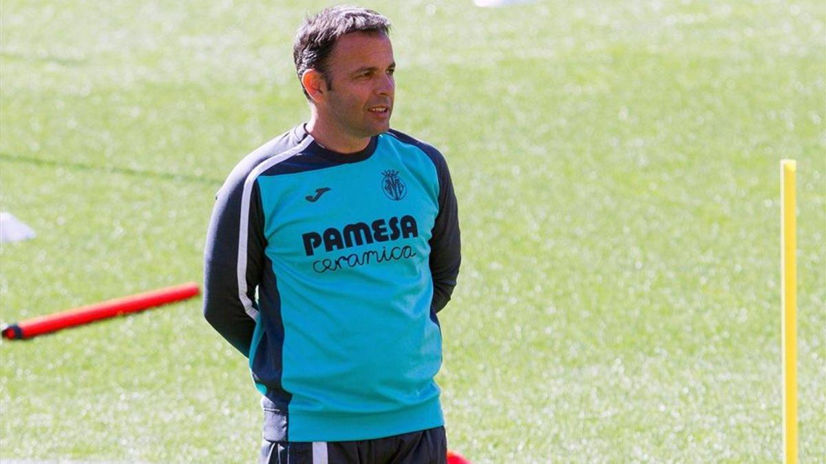 Javi Calleja en un entrenamiento del Villarreal