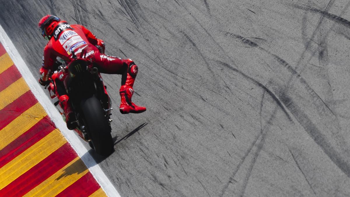 Marc Márquez, durante su vuelta rápida de hoy en Aragón.
