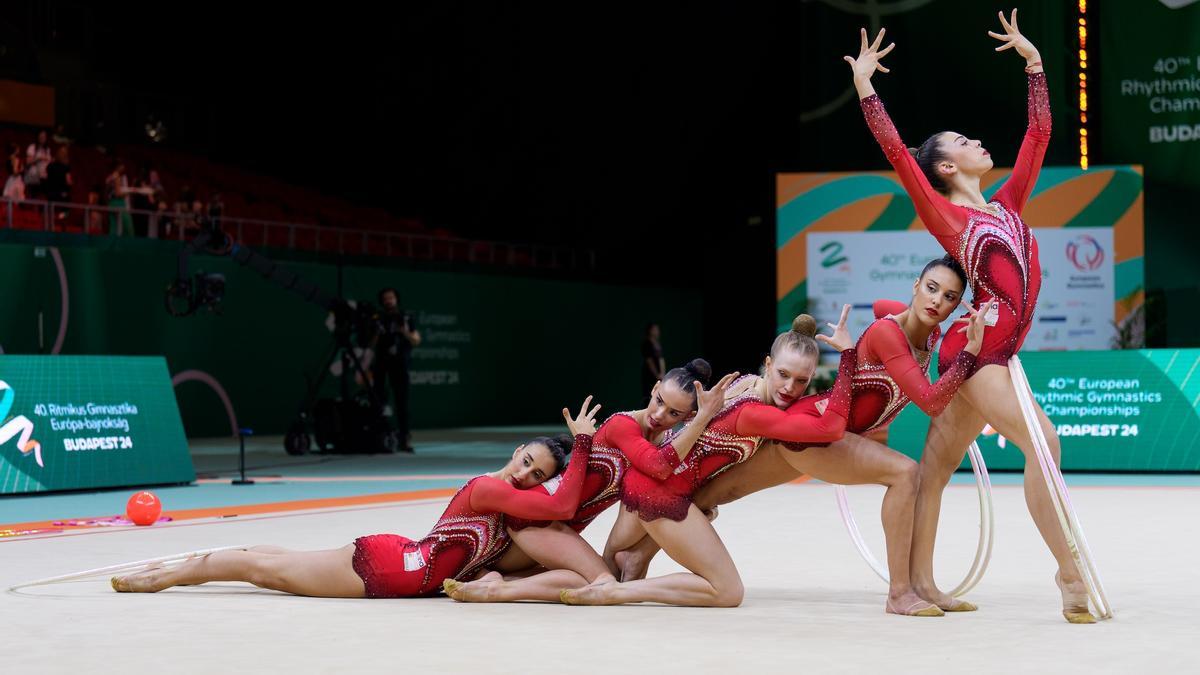 Las gimnastas de la selección durante el reciente campeonato europeo de Budapest