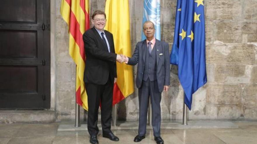 Puig, ayer con el representante de la ONU en el Palau de la Generalitat.