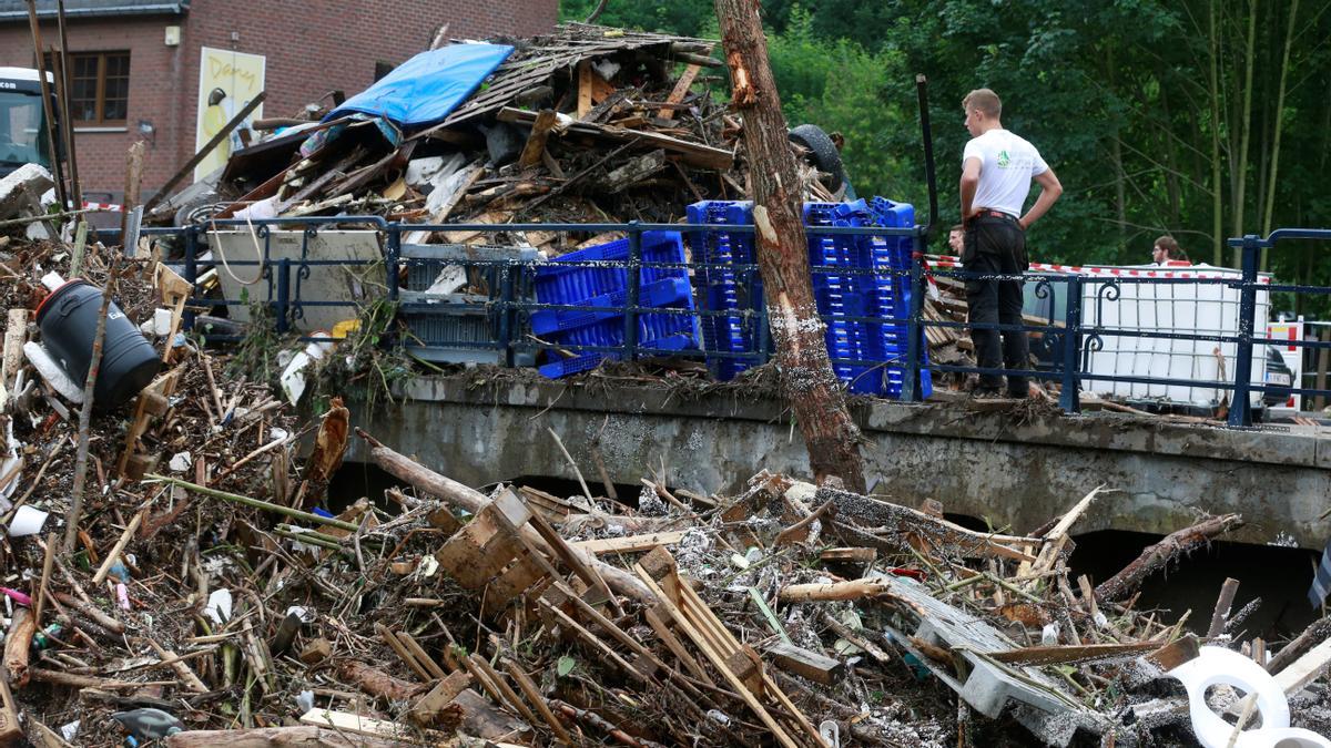 La destrucción ocasionada por las fuertes lluvias e inundaciones en la localidad de Ensival, en Bélgica.