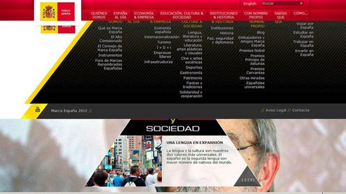 Captura de la web de Marca España.