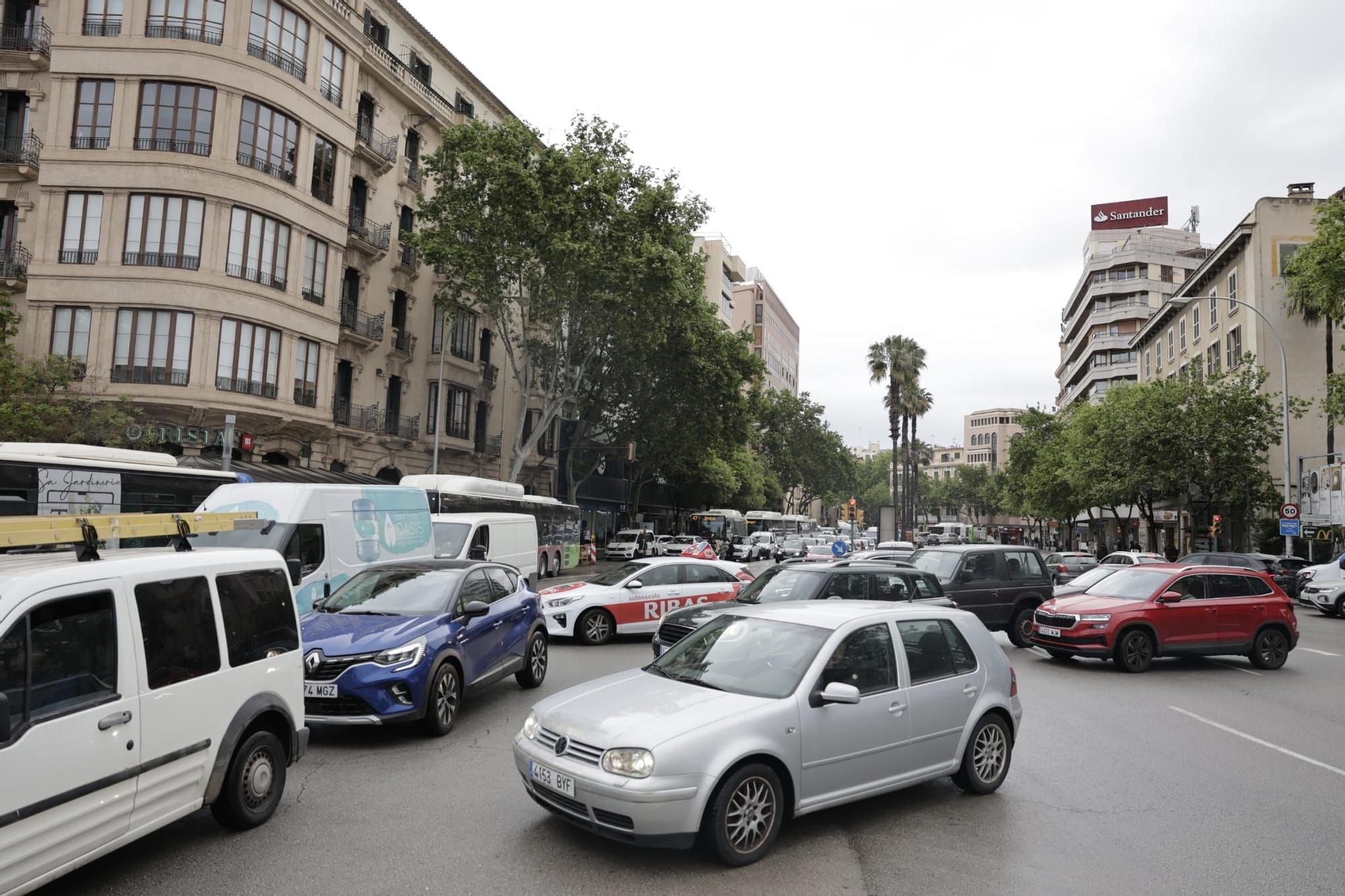 Caos de tráfico en Palma por las tormentas