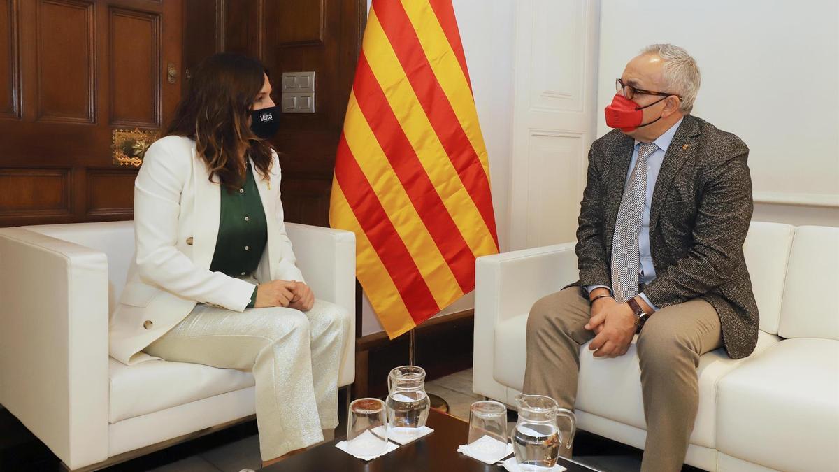 El presidente del Comité Olímpico Español (COE), Alejandro Blanco, se ha reunido en Barcelona con la consellera de Presidencia, Laura Vilagrà, así como con el presidente catalán, Pere Aragonès. EFE/Departamento de Presidencia