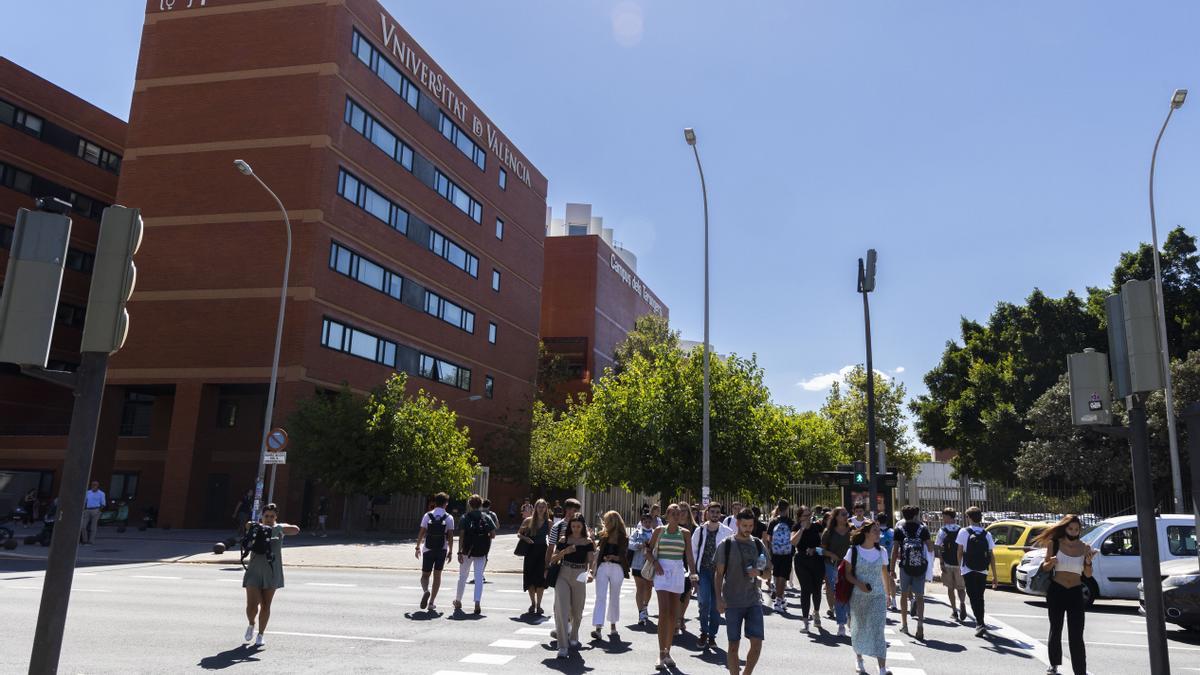 Alumnado en el Campus de Tarongers de la Universitat de València.